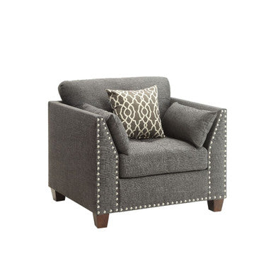 ACME 52407 Laurissa Chair with 3 Pillows, Light Charcoal Linen ACME Furniture
