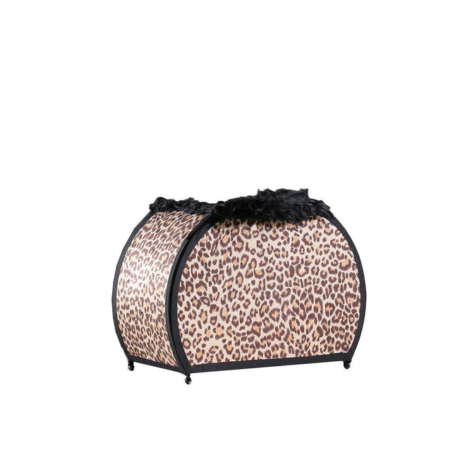12" Brown and White Funky Leopard Pattern Novelty Table Lamp HomeRoots
