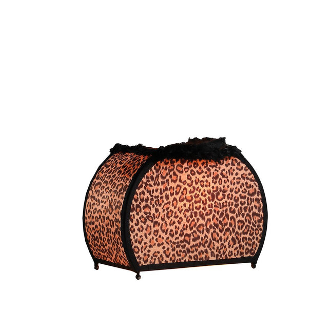 12" Brown and White Funky Leopard Pattern Novelty Table Lamp HomeRoots