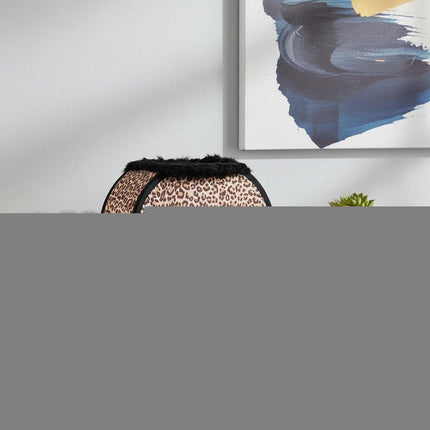 12" Brown and White Funky Leopard Pattern Novelty Table Lamp HomeRoots