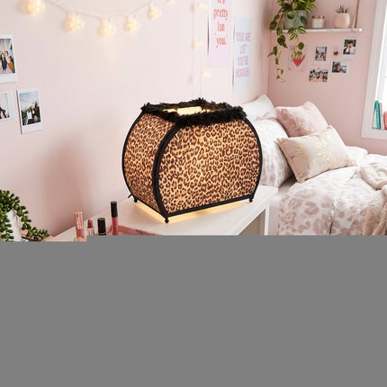 12" Brown and White Funky Leopard Pattern Novelty Table Lamp HomeRoots