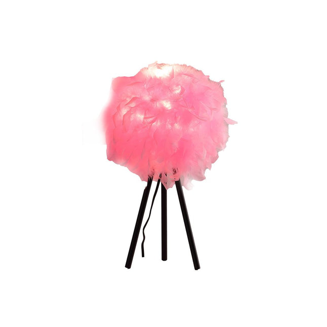 21" Black And Pink Faux Feather Tripod Table Lamp HomeRoots