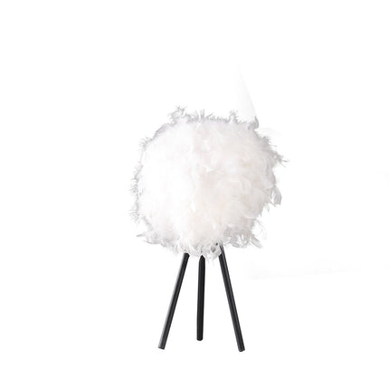 21" Black And Pink Faux Feather Tripod Table Lamp HomeRoots