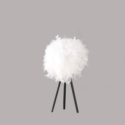 21" Black And Pink Faux Feather Tripod Table Lamp HomeRoots