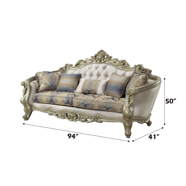 ACME 52440 Gorsedd Sofa with 5 Pillows, Fabric & Antique White