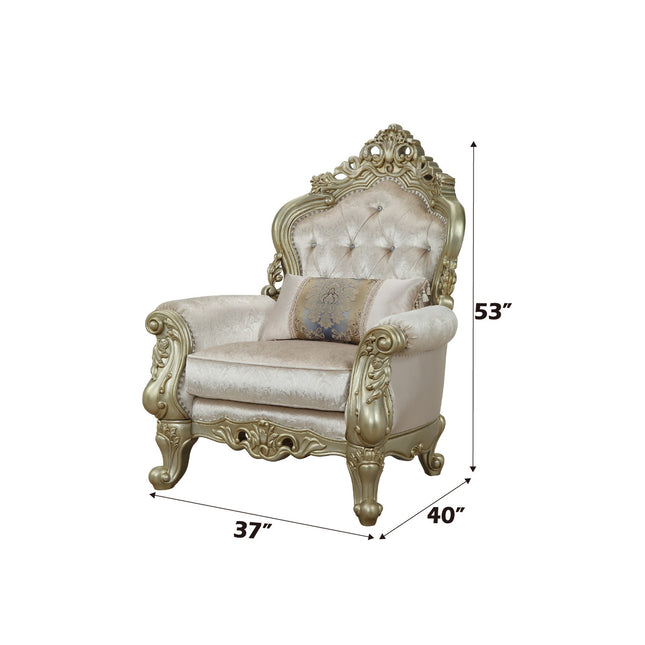 ACME 52442 Gorsedd Chair with 1 Pillow, Fabric & Antique White