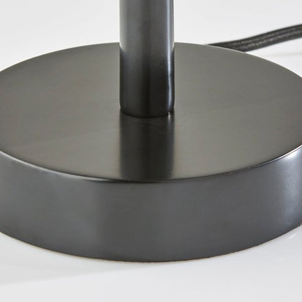 28" Black Solid Wood Round Table Lamp With Gray Drum Shade HomeRoots