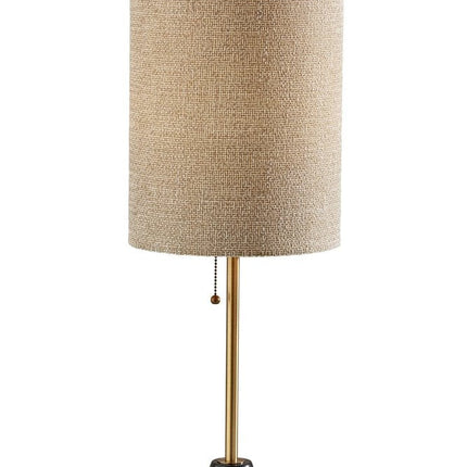 28" Black and Gold Marble and Metal Table Lamp With Beige Drum Shade HomeRoots