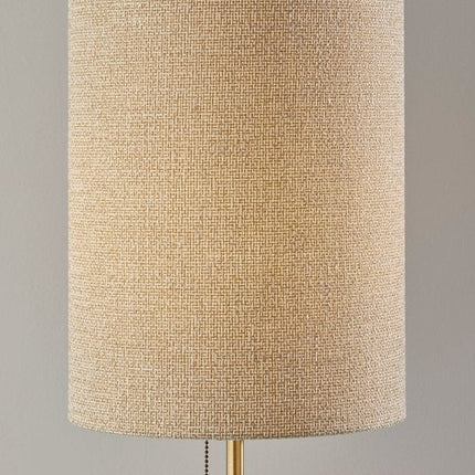 28" Black and Gold Marble and Metal Table Lamp With Beige Drum Shade HomeRoots