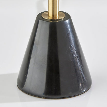 28" Black and Gold Marble and Metal Table Lamp With Beige Drum Shade HomeRoots