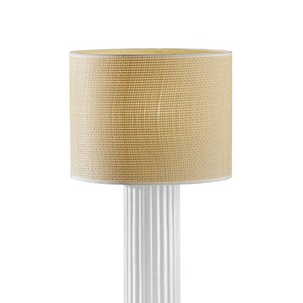 24" White Ceramic Cylinder Table Lamp With Beige Drum Shade HomeRoots