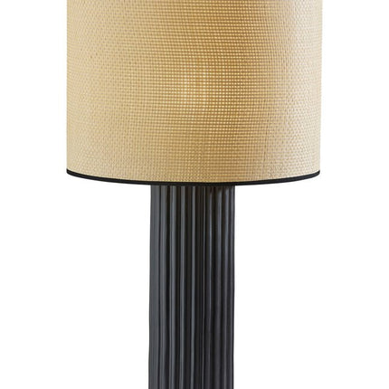 29" Black Ceramic Cylinder Table Lamp With Beige Drum Shade HomeRoots