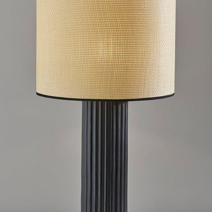 29" Black Ceramic Cylinder Table Lamp With Beige Drum Shade HomeRoots