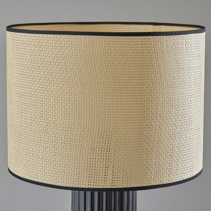 29" Black Ceramic Cylinder Table Lamp With Beige Drum Shade HomeRoots