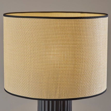29" Black Ceramic Cylinder Table Lamp With Beige Drum Shade HomeRoots