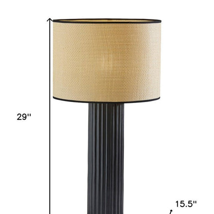 29" Black Ceramic Cylinder Table Lamp With Beige Drum Shade HomeRoots