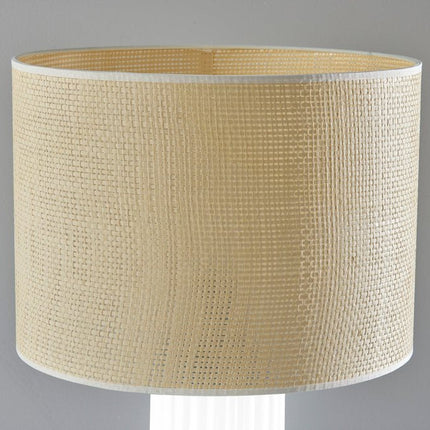 29" White Ceramic Cylinder Table Lamp With Beige Drum Shade HomeRoots