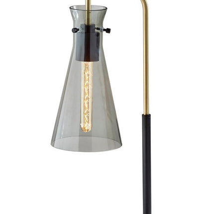 24" Black and Gold Metal Desk Lamp With Light Gray Cone Shade HomeRoots