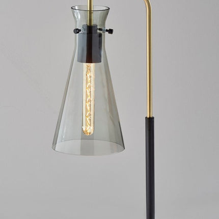 24" Black and Gold Metal Desk Lamp With Light Gray Cone Shade HomeRoots