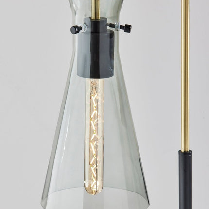24" Black and Gold Metal Desk Lamp With Light Gray Cone Shade HomeRoots