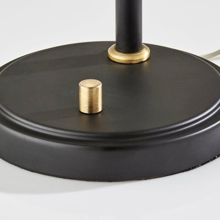 24" Black and Gold Metal Desk Lamp With Light Gray Cone Shade HomeRoots