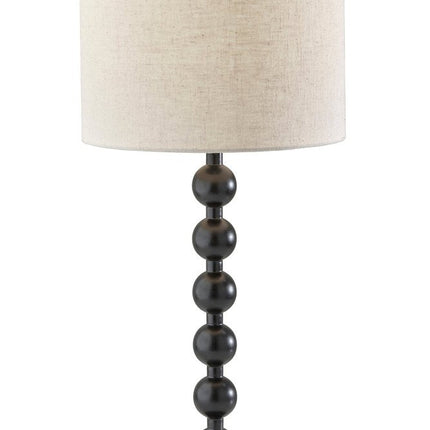 28" Black Solid Wood Candlestick Table Lamp With Off White Drum Shade HomeRoots