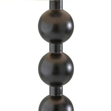 28" Black Solid Wood Candlestick Table Lamp With Off White Drum Shade HomeRoots