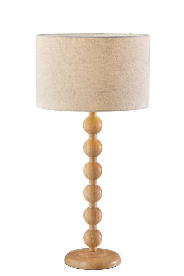 28" Brown Solid Wood Candlestick Table Lamp With Off White Drum Shade HomeRoots