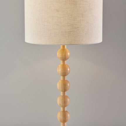28" Brown Solid Wood Candlestick Table Lamp With Off White Drum Shade HomeRoots