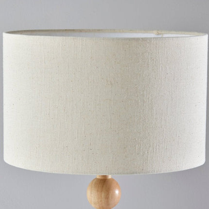 28" Brown Solid Wood Candlestick Table Lamp With Off White Drum Shade HomeRoots