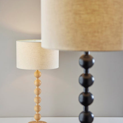 28" Brown Solid Wood Candlestick Table Lamp With Off White Drum Shade HomeRoots