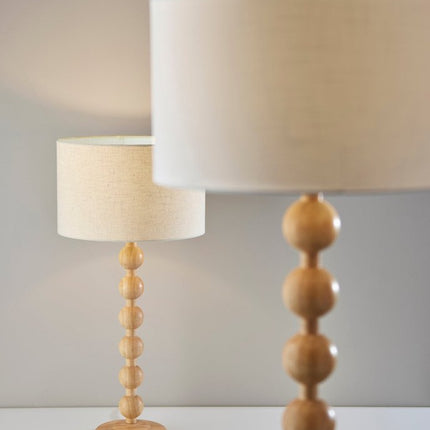 28" Brown Solid Wood Candlestick Table Lamp With Off White Drum Shade HomeRoots