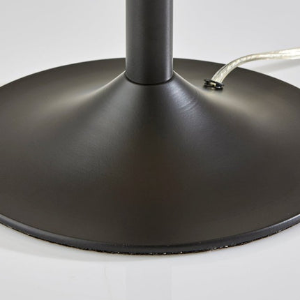 24" Antiqued Bronze Metal Candlestick Table Lamp With Off White Globe Shade
