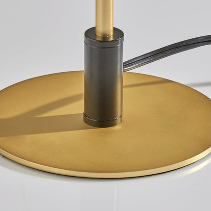 20" Black and Gold Metal Two Light Candlestick LED Table Lamp With Brass Cone Shade HomeRoots