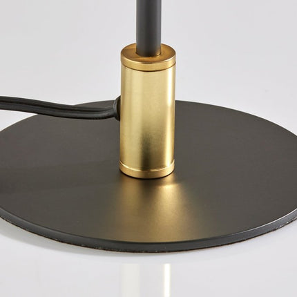 20" Black and Gold Metal Two Light Candlestick LED Table Lamp With Brass Cone Shade HomeRoots