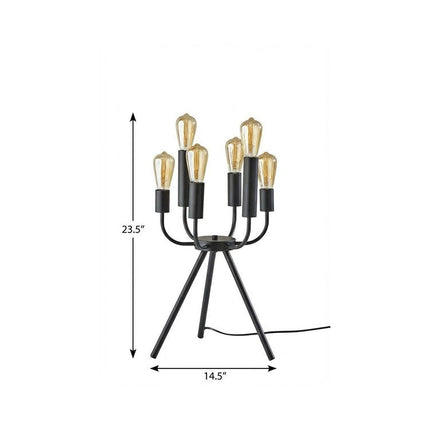 24" Black Six Light Tripod Tripod Lamp HomeRoots