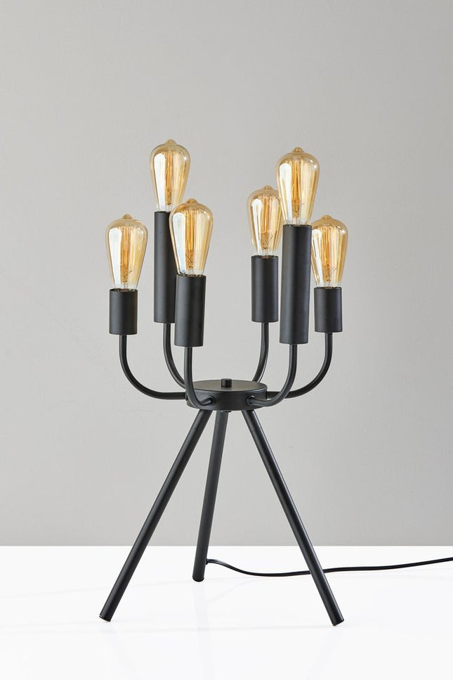 24" Black Six Light Tripod Tripod Lamp HomeRoots