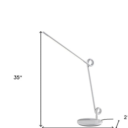 35" White Metal Novelty Desk Table Lamp HomeRoots