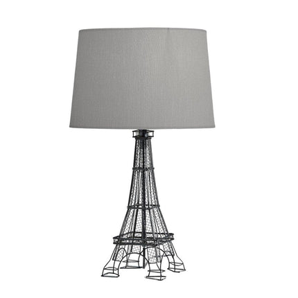 25" Black Acrylic Paris Desk Table Lamp With Gray Drum Shade HomeRoots