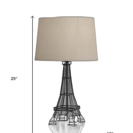 25" Black Acrylic Paris Desk Table Lamp With White Drum Shade HomeRoots
