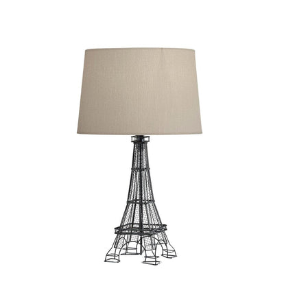 25" Black Acrylic Paris Desk Table Lamp With White Drum Shade HomeRoots
