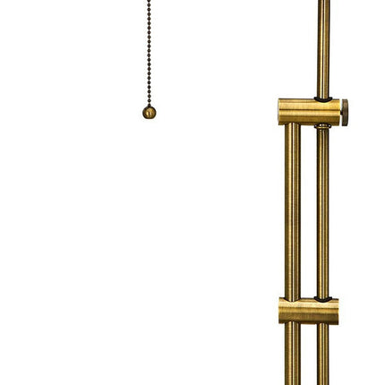 26" Bronze Metal Adjustable Table Lamp With Antiqued Brass Rectangular Shade HomeRoots