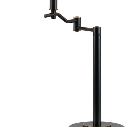 29" Bronze Metal Swing Arm Table Lamp With Off White Empire Shade HomeRoots