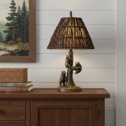 30" Bronze Table Lamp With Brown Empire Shade HomeRoots