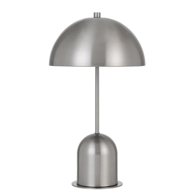 20" Nickel Metal Desk Table Lamp With Nickel Dome Shade HomeRoots