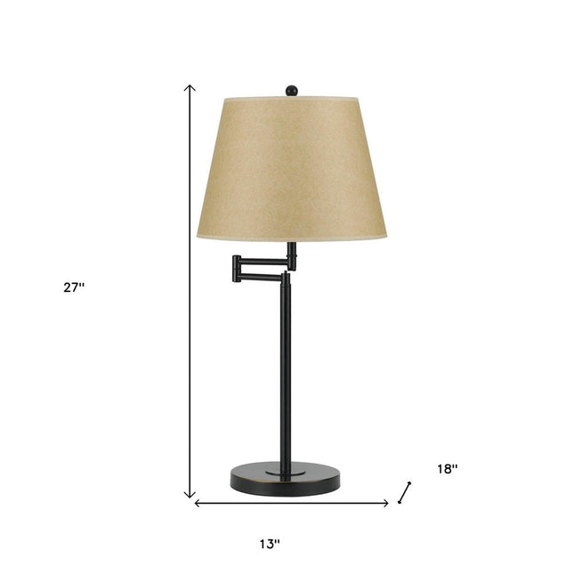 27" Bronze Metal Table Lamp With Tan Empire Shade HomeRoots