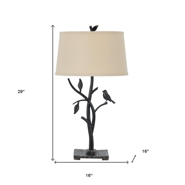 29" Black Birds On Branches Table Lamp With Empire Shade HomeRoots
