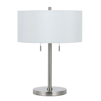 24" Nickel Metal Two Light Table Lamp With White Empire Shade HomeRoots