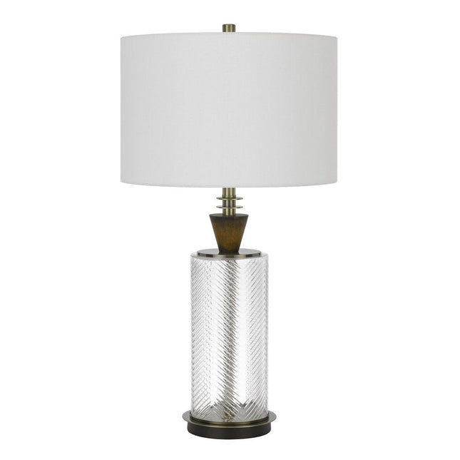 30" Clear Metal Table Lamp With White Empire Shade HomeRoots