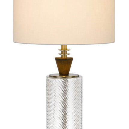 30" Clear Metal Table Lamp With White Empire Shade HomeRoots